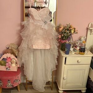 Elegant Pink Asymmetrical Dress